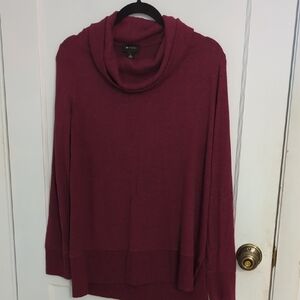 AB Stidio Sz L Maroon Cowl Neck Long Sleeve Sweater Tunic Length